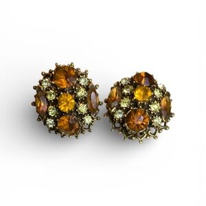 Vintage Topaz, Citrine  Cluster Earrings